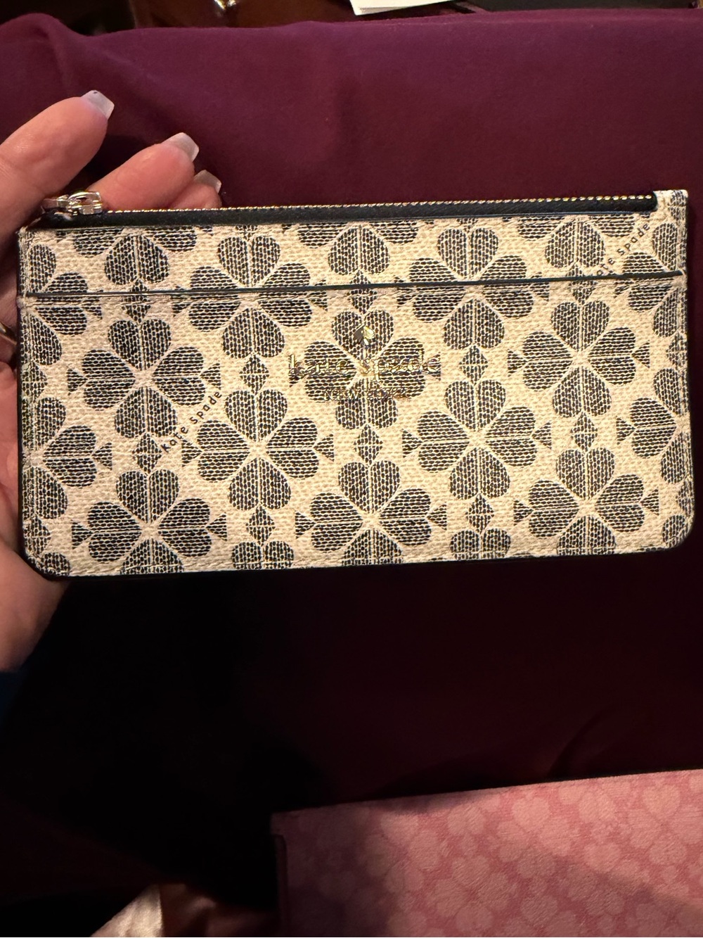 kate spade Black & Cream Floral Zip Card Pouch